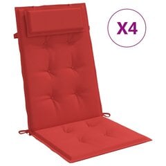 vidaXL kõrge seljatoega toolipadjad 4 tk, punane, oxford kangas hind ja info | Toolipadjad ja -katted | kaup24.ee