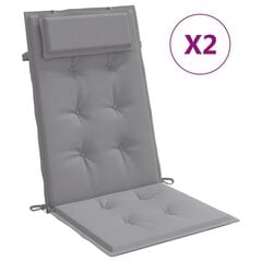 vidaXL kõrge seljatoega toolipadjad 2 tk, hall, oxford kangas hind ja info | Toolipadjad ja -katted | kaup24.ee