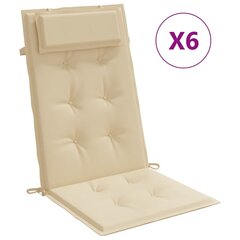 vidaXL kõrge seljatoega toolipadjad 6 tk, beež, oxford kangas hind ja info | Toolipadjad ja -katted | kaup24.ee