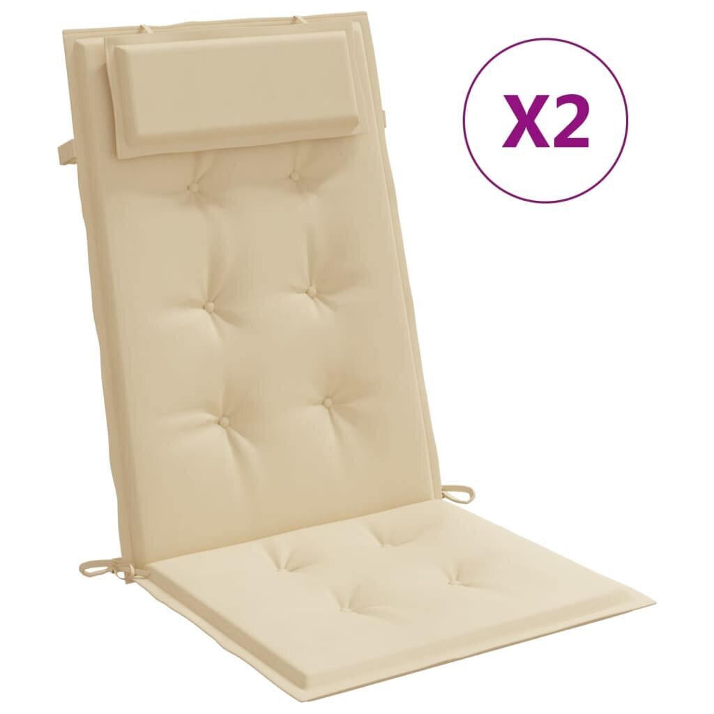 vidaXL kõrge seljatoega toolipadjad 2 tk, beež, oxford kangas цена и информация | Toolipadjad ja -katted | kaup24.ee