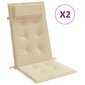 vidaXL kõrge seljatoega toolipadjad 2 tk, beež, oxford kangas цена и информация | Toolipadjad ja -katted | kaup24.ee