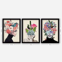 Репродукция из трех частей Женщина и цветы 3SC161 цена и информация | Картины, живопись | kaup24.ee