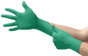 Одноразовые нитриловые перчатки Ansell TouchNTuff 92-600, 100 шт., толщина 0,12 мм, размер M (7,5-8), гладкая ладонь, зеленые цена и информация | Рабочие перчатки | kaup24.ee