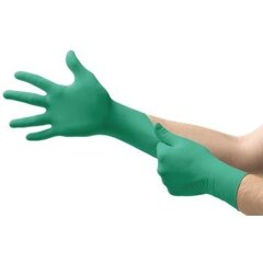 Одноразовые нитриловые перчатки Ansell TouchNTuff 92-600, 100 шт, толщина 0,12 мм, размер XL (9,5-10), гладкая ладонь, зеленые цена и информация | Рабочие перчатки | kaup24.ee