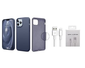 Jashinne Silicon case set 2in1: IP12PM синий чехол и USB-кабель Lightning цена и информация | Чехлы для телефонов | kaup24.ee