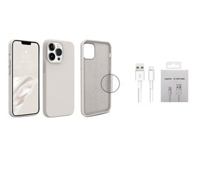 Jashinne Silicon case set 2in1:  IP13PM кремовый футляр и USB-кабель Lightning цена и информация | Чехлы для телефонов | kaup24.ee