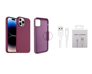 Jashinne Silicon case set 2in1: IP14 бордовый футляр и USB-кабель Lightning цена и информация | Чехлы для телефонов | kaup24.ee