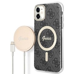 Zestaw Guess GUBPN61H4EACSK Case+Charger iPhone 11 6,1" czarny|black hard case 4G Print MagSafe цена и информация | Чехлы для телефонов | kaup24.ee