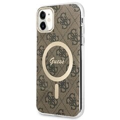 Zestaw Guess GUBPN61H4EACSW Case+Charger iPhone 11 6,1" brązowy|brown hard case 4G Print MagSafe цена и информация | Чехлы для телефонов | kaup24.ee