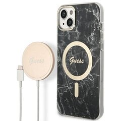 Zestaw Guess GUBPP14MHMEACSK Case+ Charger iPhone 14 Plus 6,7" czarny|black hard case Marble MagSafe цена и информация | Чехлы для телефонов | kaup24.ee