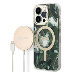 Zestaw Guess GUBPP14XHJEACSA Case+ Charger iPhone 14 Pro Max 6,7" zielony|green hard case Jungle MagSafe цена и информация | Чехлы для телефонов | kaup24.ee