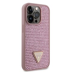 Guess Rhinestones Triangle Metal Logo Case for iPhone 14 Pro Pink цена и информация | Чехлы для телефонов | kaup24.ee