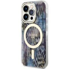 Guess GUHMP14LHLEOPWB iPhone 14 Pro 6.1" niebieski|blue hardcase Leopard MagSafe цена и информация | Чехлы для телефонов | kaup24.ee