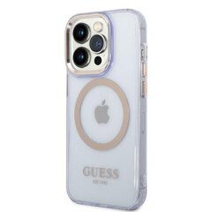 Guess GUHMP14LHTCMU iPhone 14 Pro 6.1" purpurowy|purple hard case Gold Outline Translucent MagSafe цена и информация | Чехлы для телефонов | kaup24.ee