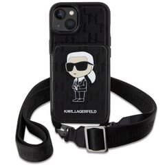 Karl Lagerfeld KLHCP14SCSAKHPKK iPhone 14 6.1" hardcase czarny|black Crossbody Saffiano Monogram Ikonik цена и информация | Чехлы для телефонов | kaup24.ee