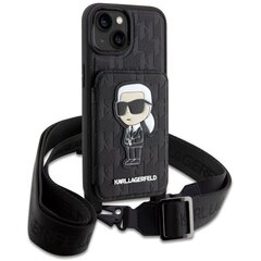 Karl Lagerfeld KLHCP14SCSAKHPKK iPhone 14 6.1" hardcase czarny|black Crossbody Saffiano Monogram Ikonik цена и информация | Чехлы для телефонов | kaup24.ee