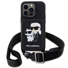 Чехол Karl Lagerfeld KLHCP14XCSAKCPMK для iPhone 14 Pro Max 6.7" hardcase Crossbody Saffiano Karl & Choupette, черный цена и информация | Чехлы для телефонов | kaup24.ee