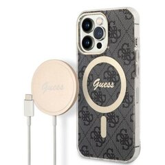 Zestaw Guess GUBPP14SH4EACSK Case+ Charger iPhone 14 6,1" czarny|black hard case 4G Print MagSafe цена и информация | Чехлы для телефонов | kaup24.ee