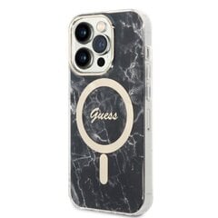 Zestaw Guess GUBPP14LHMEACSK Case+ Charger iPhone 14 Pro 6,1" czarny|black hard case Marble MagSafe цена и информация | Чехлы для телефонов | kaup24.ee