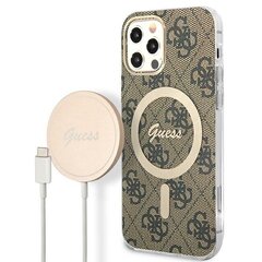 Zestaw Guess GUBPP12MH4EACSW Case+ Charger iPhone 12|12 Pro brązowy|brown hard case 4G Print MagSafe цена и информация | Чехлы для телефонов | kaup24.ee