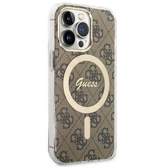 Zestaw Guess GUBPP13XH4EACSW Case+ Charger iPhone 13 Pro Max brązowy|brown hard case 4G Print MagSafe цена и информация | Чехлы для телефонов | kaup24.ee