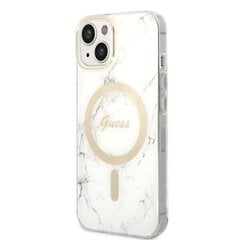 Zestaw Guess GUBPP14MHMEACSH Case+ Charger iPhone 14 Plus 6,7" biały|white hard case Marble MagSafe цена и информация | Чехлы для телефонов | kaup24.ee