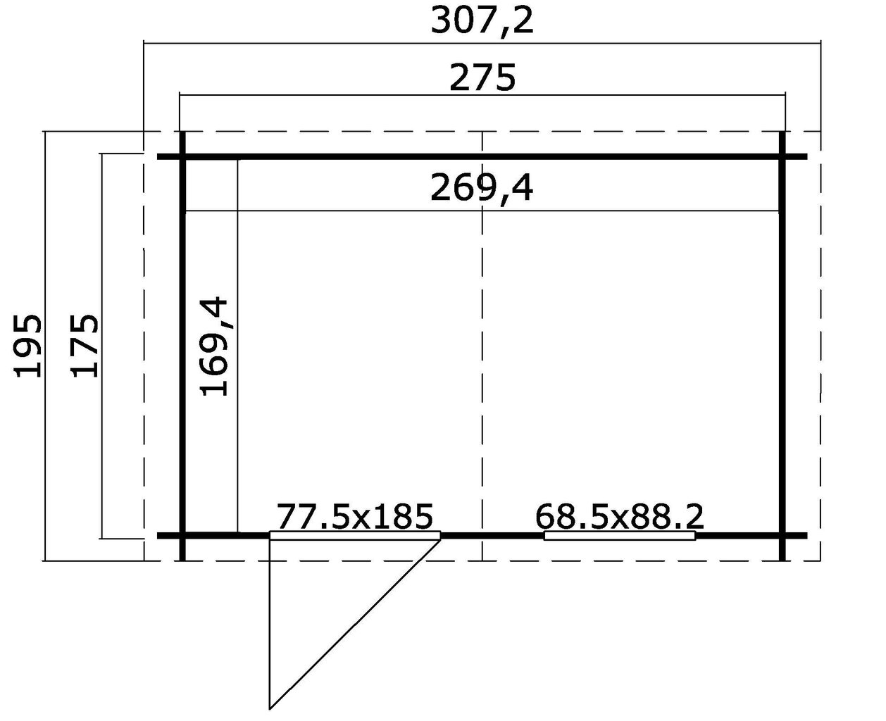 Aiakuur Nina 175m 4,56m2 цена и информация | Kuurid ja aiamajad | kaup24.ee