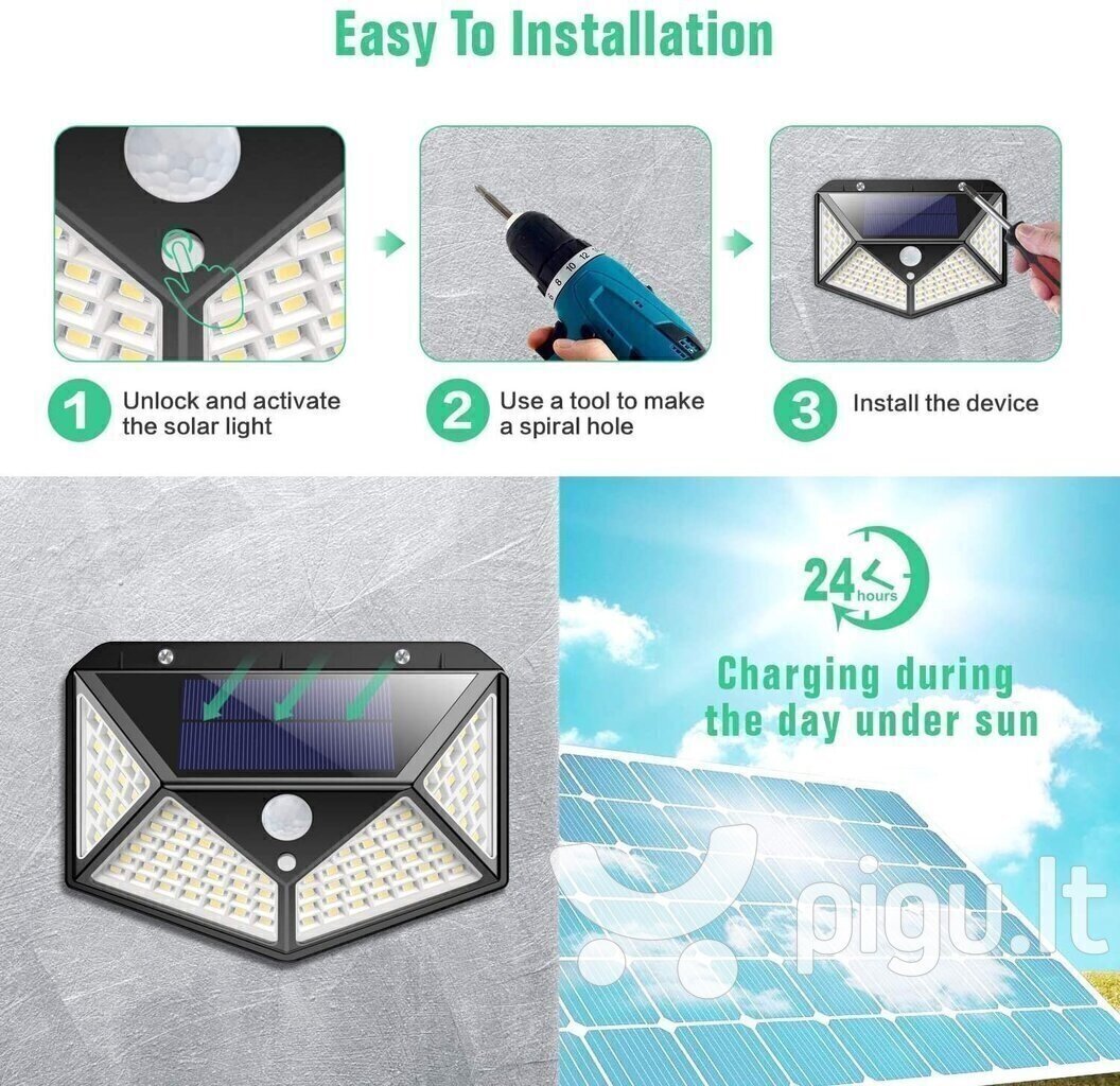 Päikesepatareid LED 100 SMD hind ja info | Aia- ja õuevalgustid | kaup24.ee
