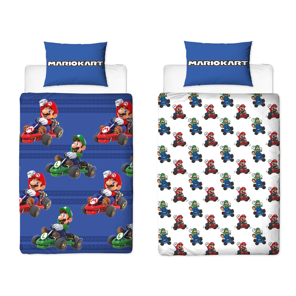 Laste voodipesukomplekt Super Mario Mario Kart, 140x200, 2 osaline hind ja info | Beebide ja laste voodipesu | kaup24.ee