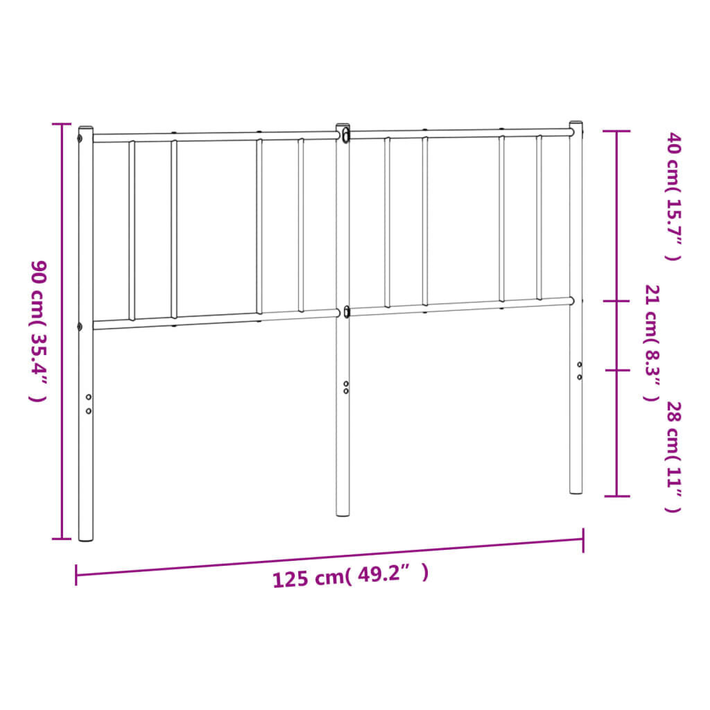 vidaXL metallist voodipeats, must, 120 cm цена и информация | Voodid | kaup24.ee