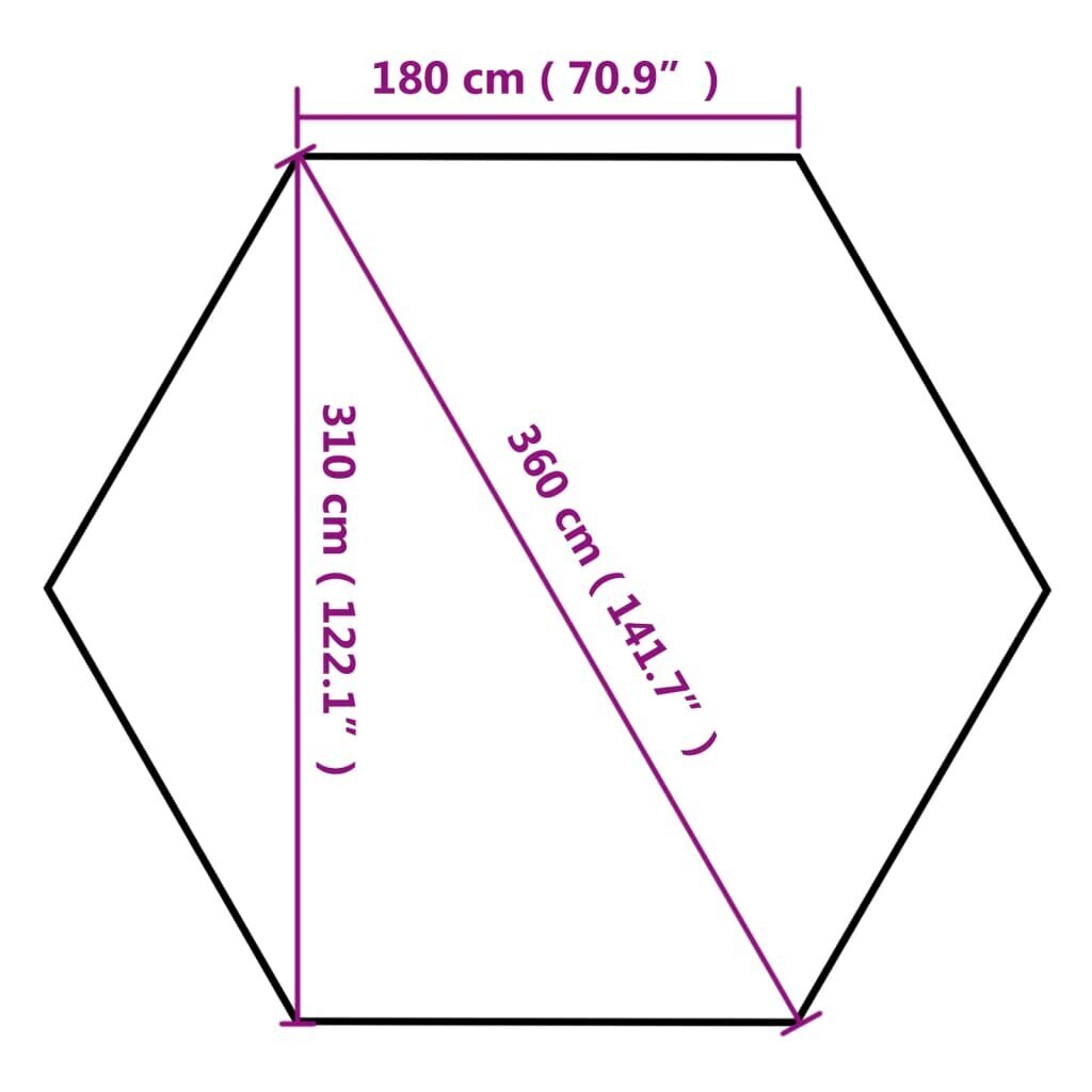 vidaXL kuusnurkne pop-up kokkupandav telk, 3,6x3,1 m, pruunikashall hind ja info | Varikatused ja aiapaviljonid | kaup24.ee