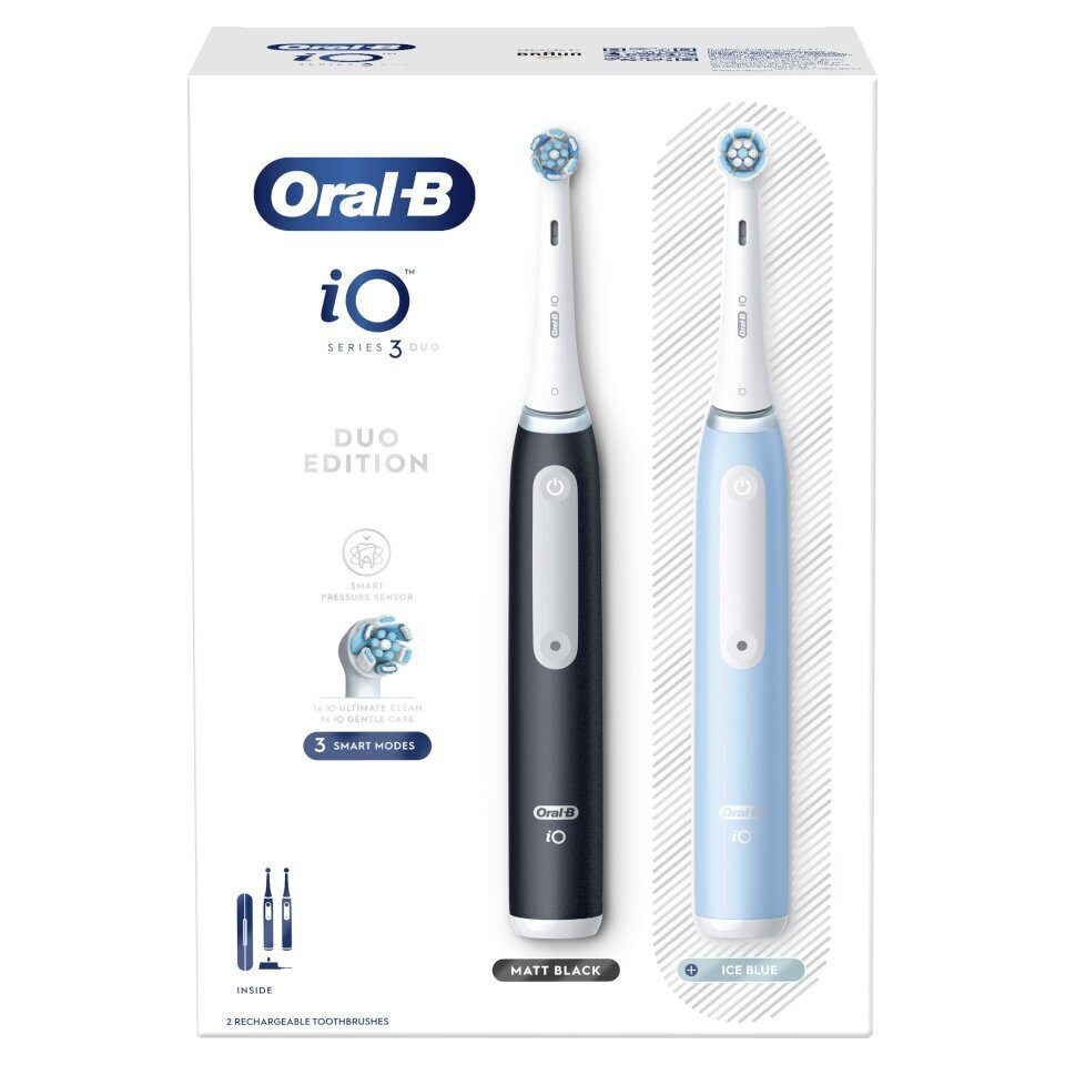 Oral-B iO3 Series Matt Black/Ice Blue Duo Pack цена и информация | Elektrilised hambaharjad | kaup24.ee