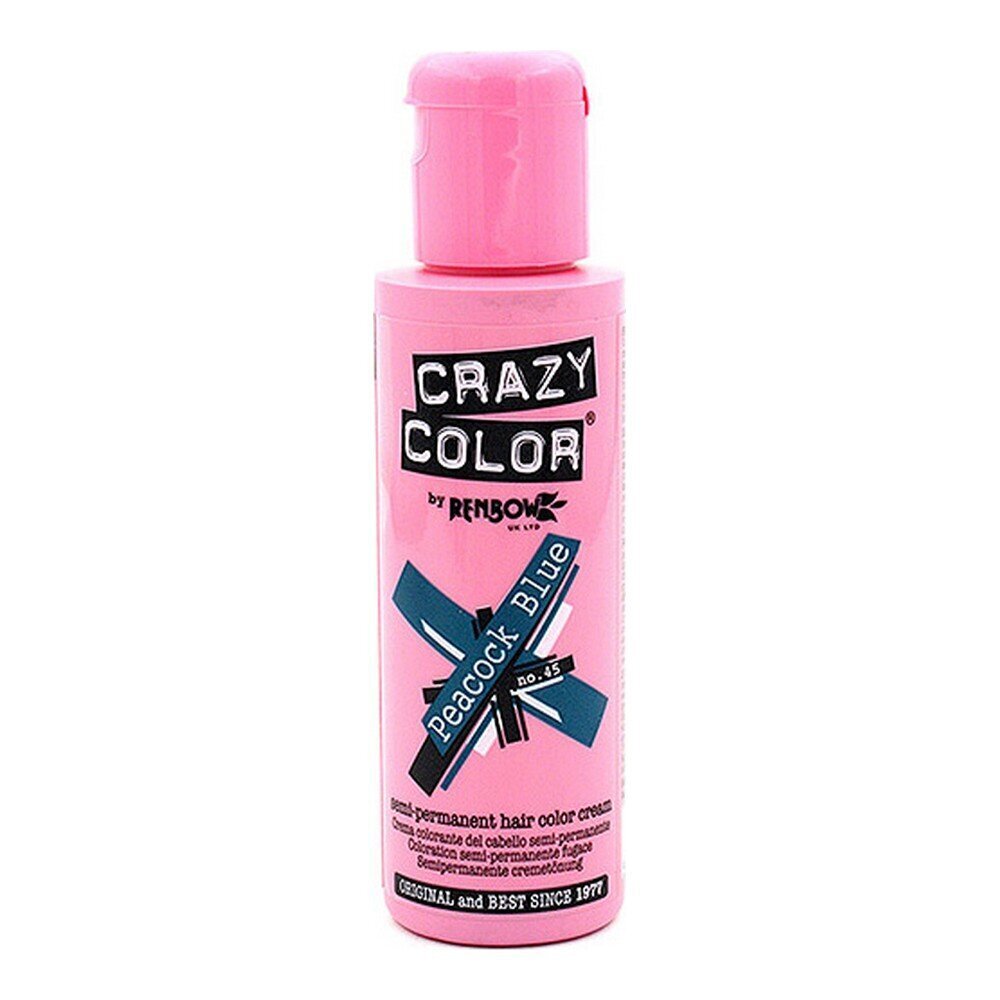 Poolpüsiv Toon Peacock Blue Crazy Color Nº 45 (100 ml) hind ja info | Juuksevärvid | kaup24.ee