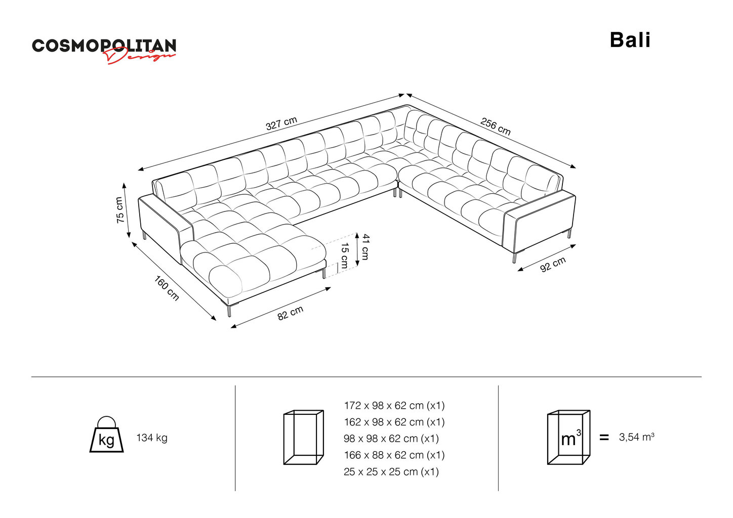 Pehme nurgadiivan Cosmopolitan Design Bali 7S-VUR, tumesinine/must hind ja info | Nurgadiivanid ja nurgadiivanvoodid | kaup24.ee