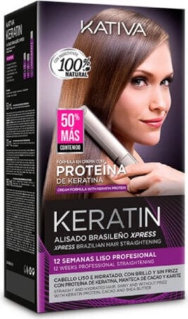 Juukseid sirgendav toode Kativa Keratin Brazilian Straightening Xpress Set. 3 osa цена и информация | Maskid, õlid, seerumid | kaup24.ee