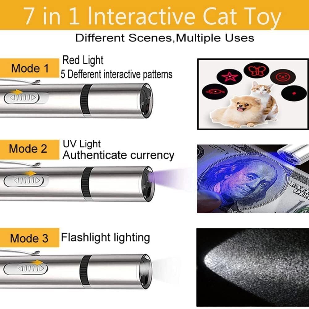 Interaktiivne laseriga osuti koos taskulambi ja ultraviolettvalgusega lemmikloomadele 3 ühes LED Laser Pointer цена и информация | Mänguasjad kassidele | kaup24.ee