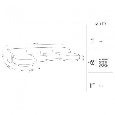 Sametist panoraamdiivan Micadoni Miley, 334 x 155 x 74, kollane цена и информация | Diivanid ja diivanvoodid | kaup24.ee