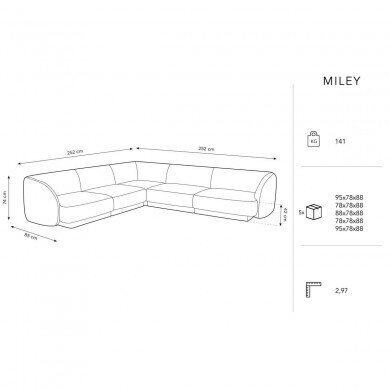 Sametist sümmeetriline nurgadiivan Micadoni Miley, 252 x 252 x 74, valge hind ja info | Diivanid ja diivanvoodid | kaup24.ee