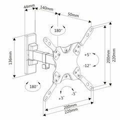 Настенный кронштейн Ewent EW1521 цена и информация | Кронштейны и крепления для телевизоров | kaup24.ee