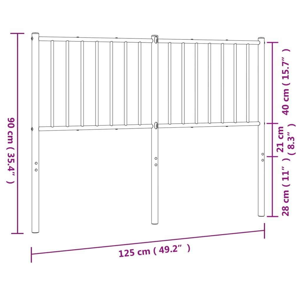 vidaXL metallist voodipeats, must, 120 cm цена и информация | Voodid | kaup24.ee