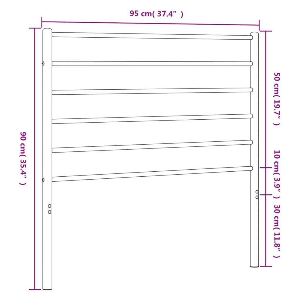 vidaXL metallist voodipeats, must, 90 cm hind ja info | Voodid | kaup24.ee