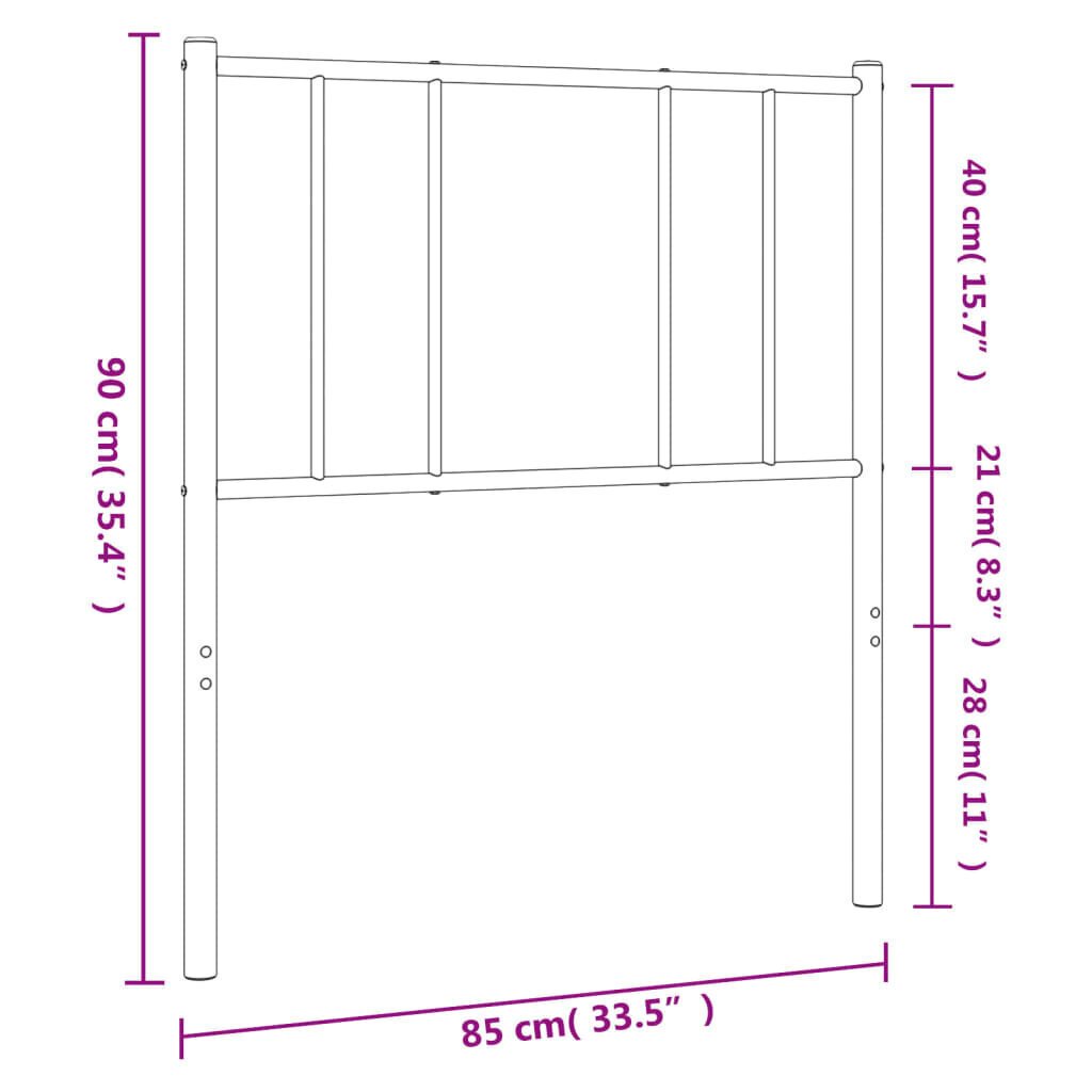 vidaXL metallist voodipeats, must, 80 cm цена и информация | Voodid | kaup24.ee