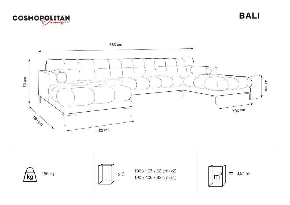 Pehme nurgadiivan Cosmopolitan Design Bali 7S-V, roheline/must цена и информация | Nurgadiivanid ja nurgadiivanvoodid | kaup24.ee