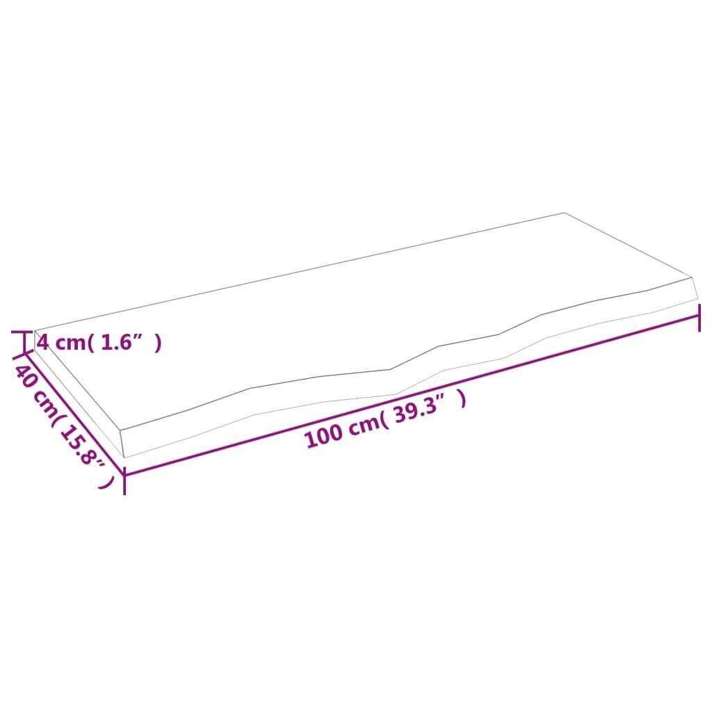 vidaXL seinariiul, helepruun, 100 x 40 x 4 cm, töödeldud tammepuit цена и информация | Riiulid | kaup24.ee