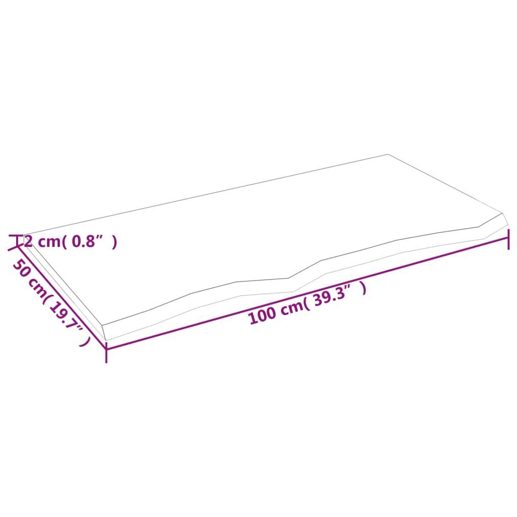 vidaXL seinariiul, helepruun, 100 x 50 x 2 cm, töödeldud tammepuit цена и информация | Riiulid | kaup24.ee