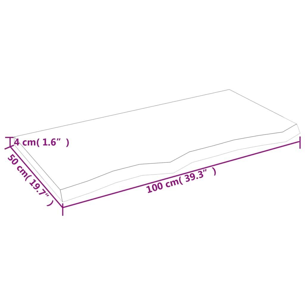 vidaXL seinariiul, helepruun, 100 x 50 x 4 cm, töödeldud tammepuit hind ja info | Riiulid | kaup24.ee