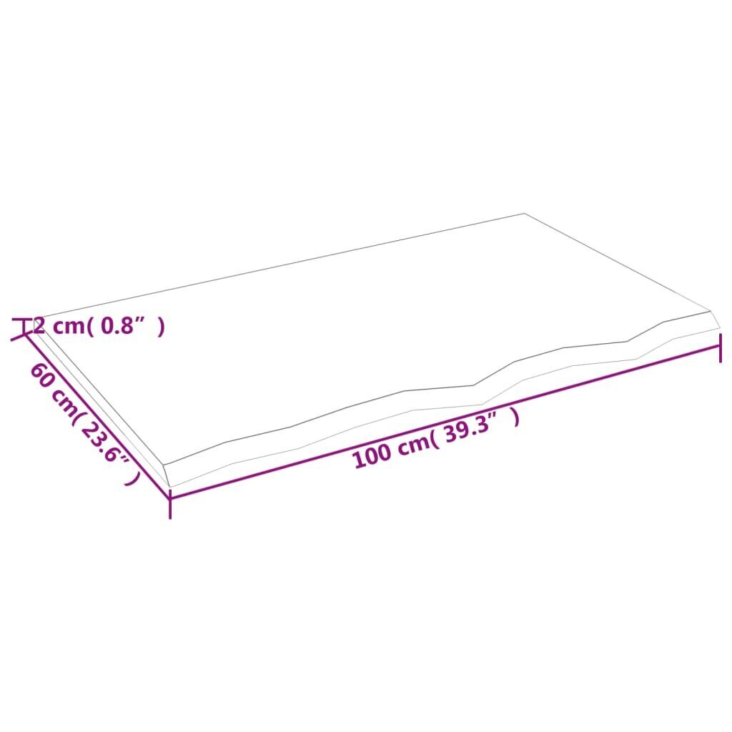 vidaXL seinariiul, helepruun, 100 x 60 x 2 cm, töödeldud tammepuit hind ja info | Riiulid | kaup24.ee