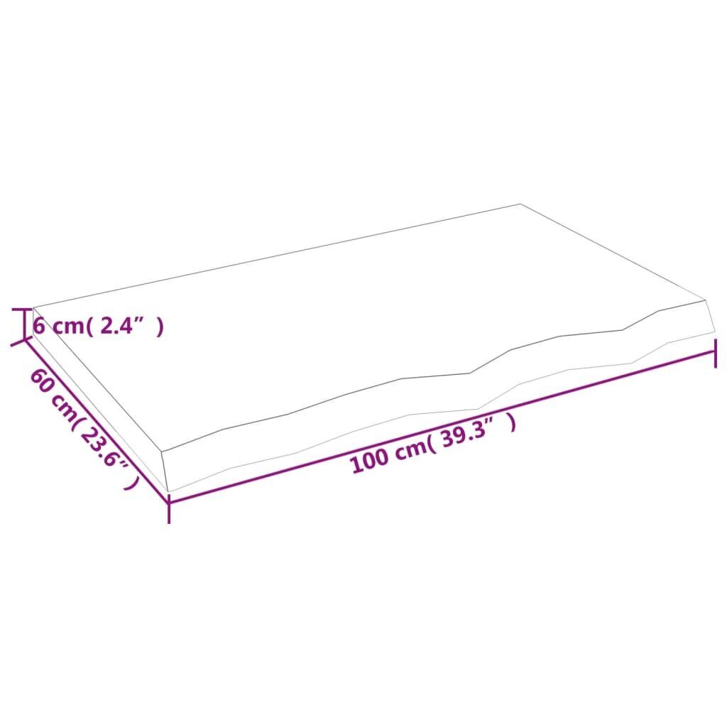 vidaXL seinariiul, helepruun, 100 x 60 x 6 cm, töödeldud tammepuit hind ja info | Riiulid | kaup24.ee