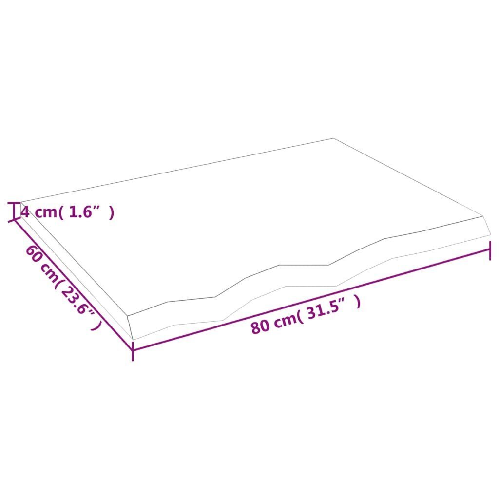 vidaXL seinariiul, tumehall, 80 x 60 x 4 cm, töödeldud tammepuit hind ja info | Riiulid | kaup24.ee