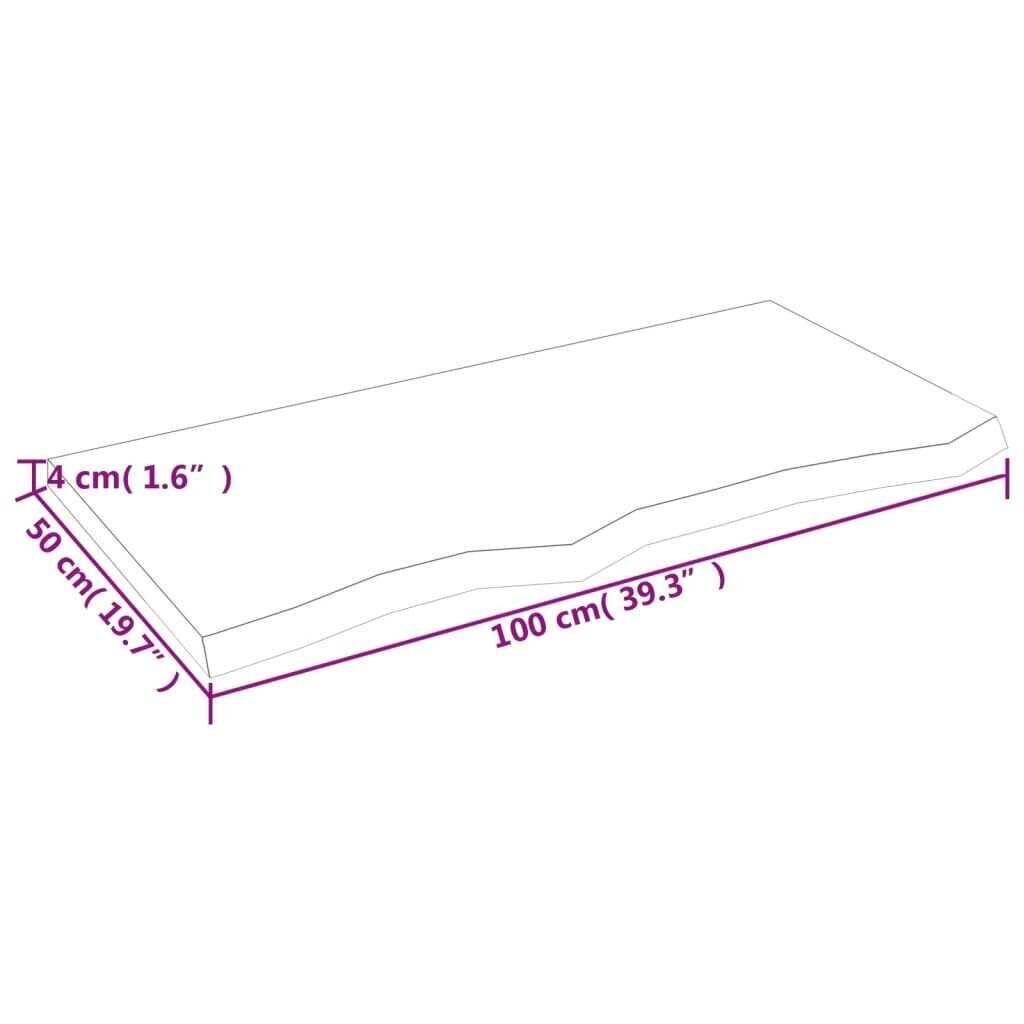 vidaXL seinariiul, tumehall, 100 x 50 x 4 cm, töödeldud tammepuit hind ja info | Riiulid | kaup24.ee